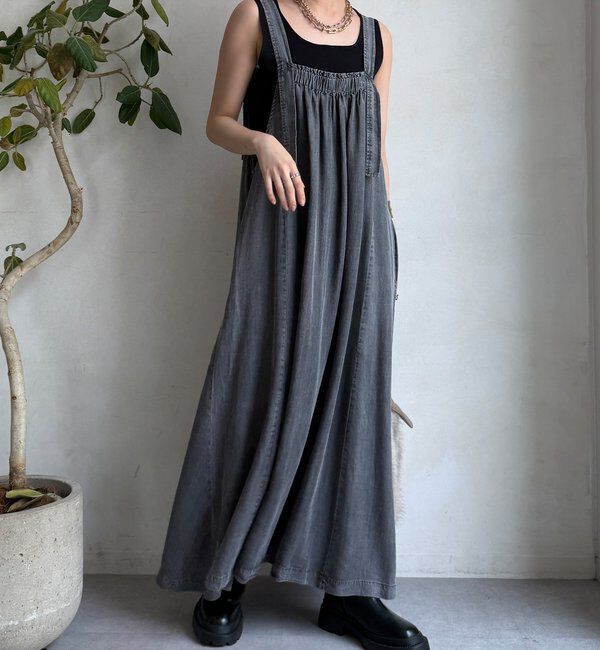  「【WEB限定】リヨセルデニム前後2WAYジャンスカ」|ワンピース|