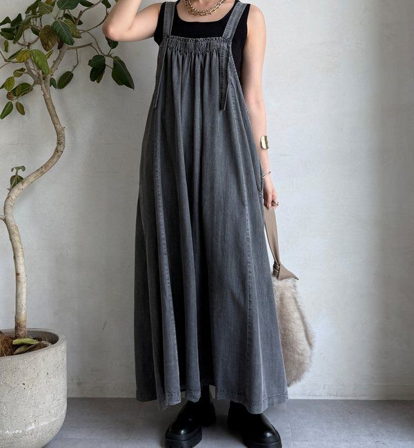  「【WEB限定】リヨセルデニム前後2WAYジャンスカ」|ワンピース|