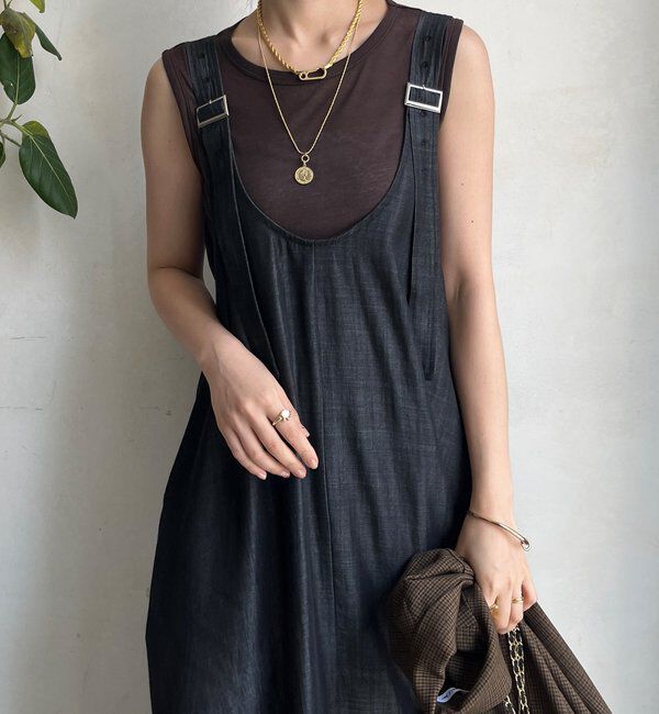  「【WEB限定】リヨセルデニム前後2WAYジャンスカ」|ワンピース|ブラック