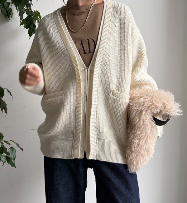  「ジップニットカーディガン」|カーディガン|