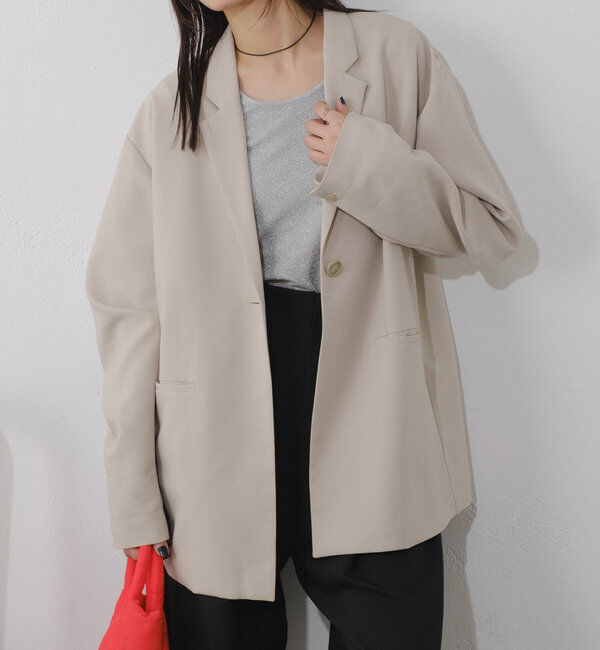  「【裏地あり/デザイン袖】デザインオーバージャケット」|ブルゾン・スタジャン|アイボリー