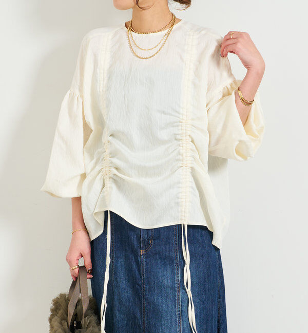  「ドロストシャーリングブラウス」|シャツ・ブラウス|アイボリー