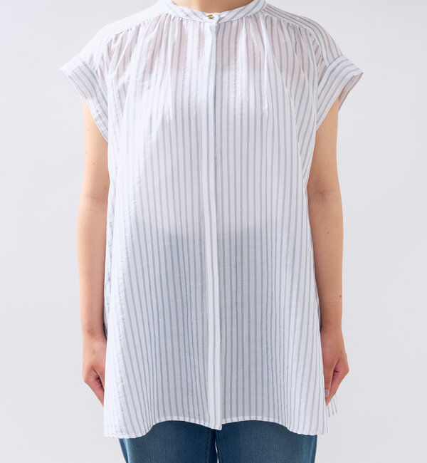  「《後ろ姿も綺麗に決まる◎》シアードビーストライプブラウス」|シャツ・ブラウス|