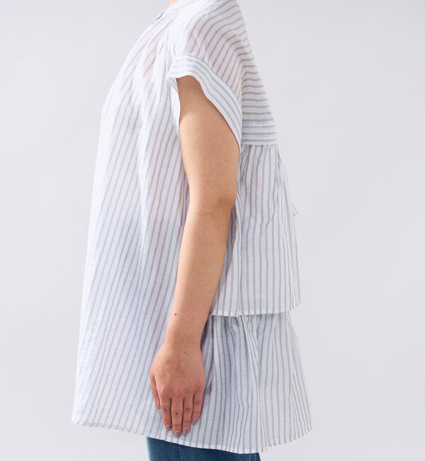  「《後ろ姿も綺麗に決まる◎》シアードビーストライプブラウス」|シャツ・ブラウス|