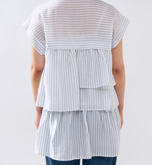  「《後ろ姿も綺麗に決まる◎》シアードビーストライプブラウス」|シャツ・ブラウス|