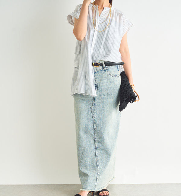  「《後ろ姿も綺麗に決まる◎》シアードビーストライプブラウス」|シャツ・ブラウス|