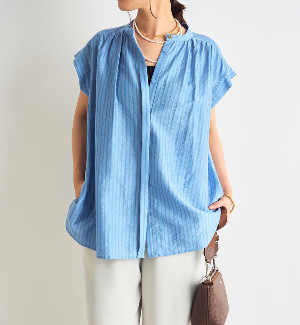  「《後ろ姿も綺麗に決まる◎》シアードビーストライプブラウス」|シャツ・ブラウス|