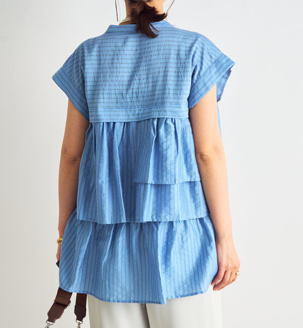  「《後ろ姿も綺麗に決まる◎》シアードビーストライプブラウス」|シャツ・ブラウス|