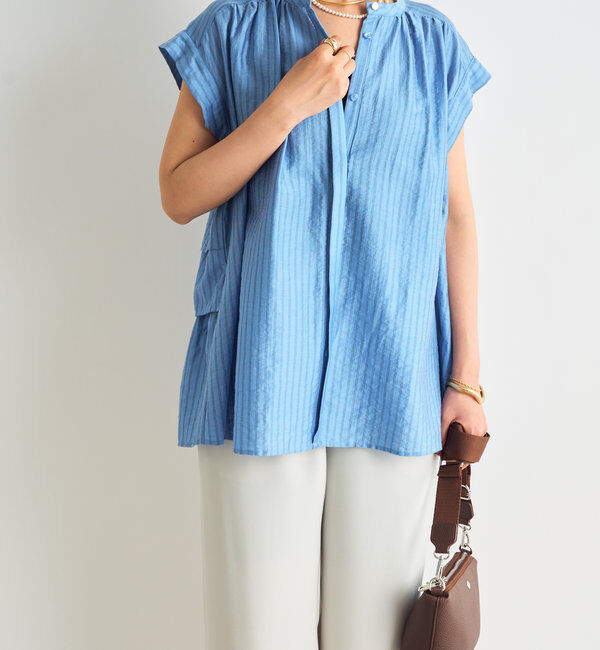  「《後ろ姿も綺麗に決まる◎》シアードビーストライプブラウス」|シャツ・ブラウス|