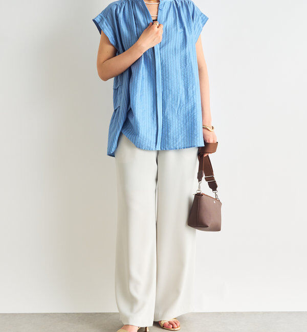  「《後ろ姿も綺麗に決まる◎》シアードビーストライプブラウス」|シャツ・ブラウス|