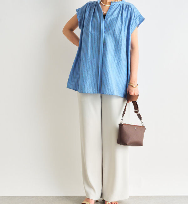  「《後ろ姿も綺麗に決まる◎》シアードビーストライプブラウス」|シャツ・ブラウス|