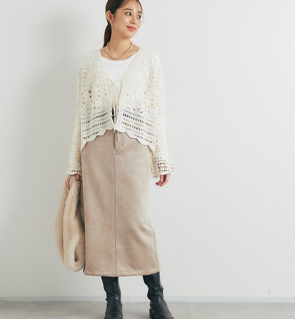  「《美シルエット◎》スエードナロースカート」|スカート|