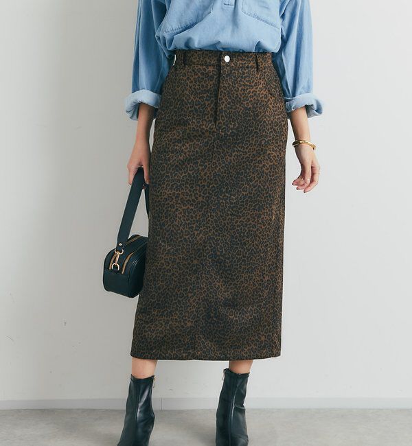  「《美シルエット◎》スエードナロースカート」|スカート|ブラウン