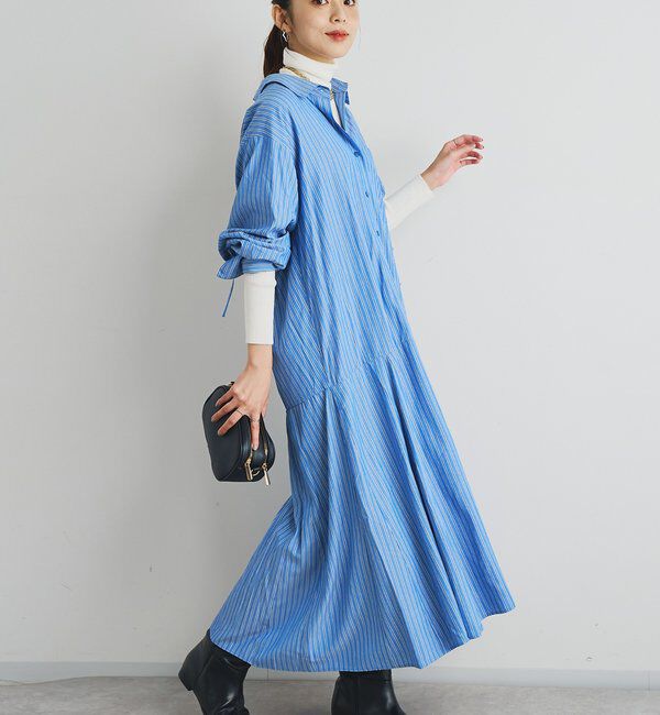  「《主役級アイテム◎》ストライプマーメイドシャツワンピース」|その他|ブルー