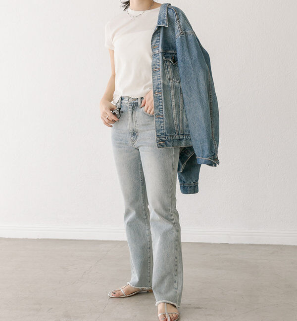  「【MONN.:. (モン)】フレアデニム」|デニム|