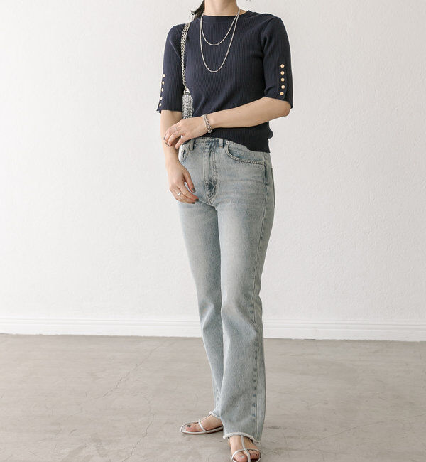  「【MONN.:. (モン)】フレアデニム」|デニム|