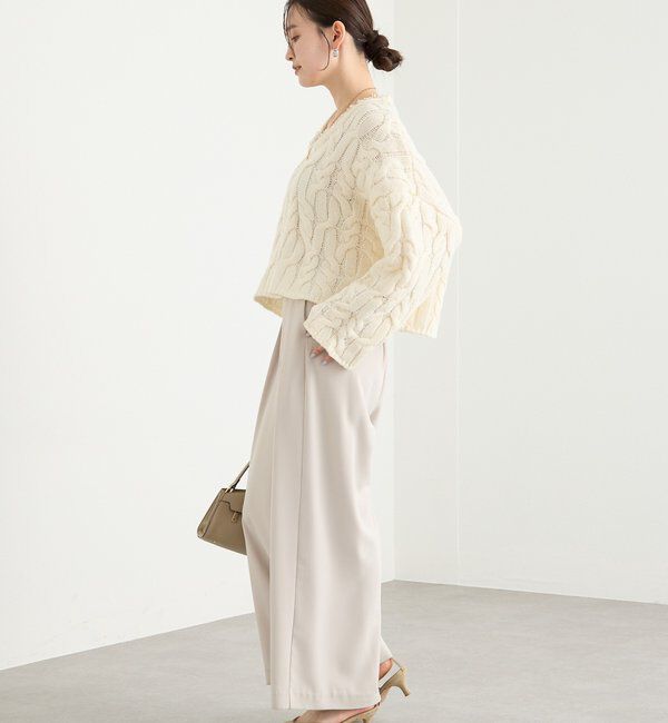  「【ウォッシャブル】【シーズンレスで使える】タックワイドスラックス」|チノ|