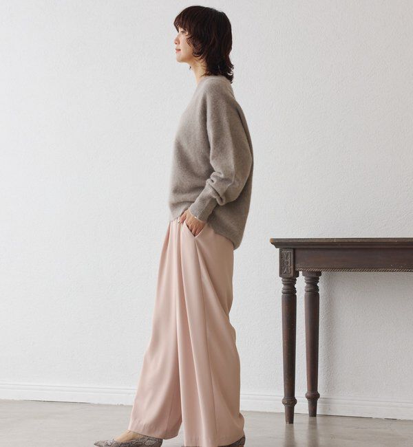  「【ウォッシャブル】【シーズンレスで使える】タックワイドスラックス」|チノ|