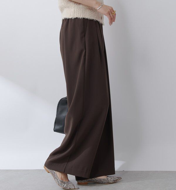  「【ウォッシャブル】【シーズンレスで使える】タックワイドスラックス」|チノ|