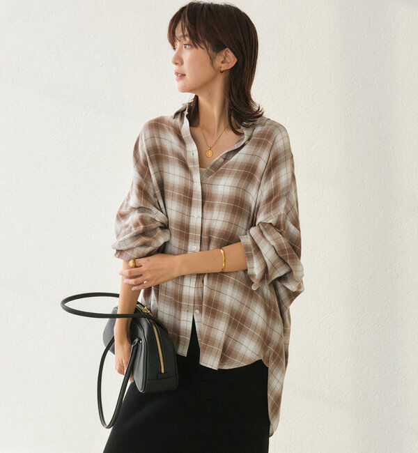  「ウォッシュドチェックワイドシャツ」|シャツ・ブラウス|