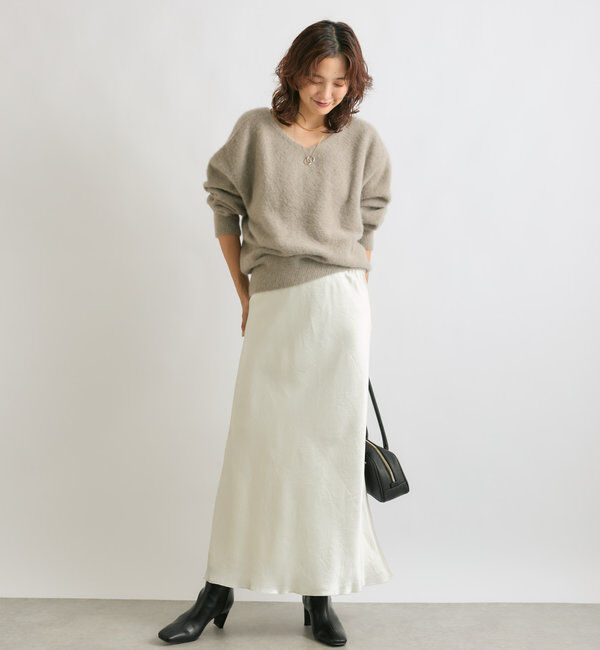  「【華やかな光沢感】ワッシャーサテンバイアススカート」|スカート|