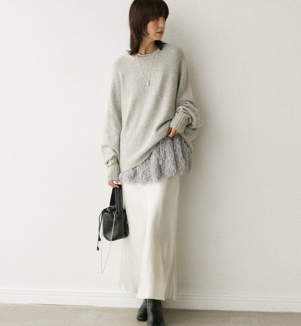  「【華やかな光沢感】ワッシャーサテンバイアススカート」|スカート|