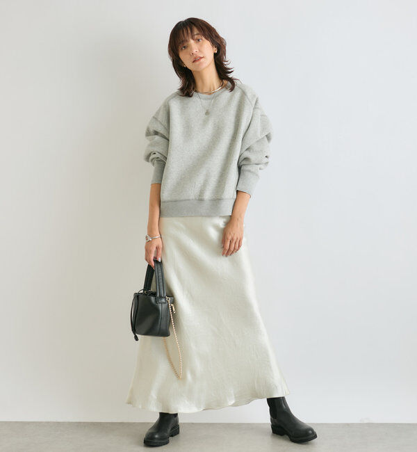  「【華やかな光沢感】ワッシャーサテンバイアススカート」|スカート|