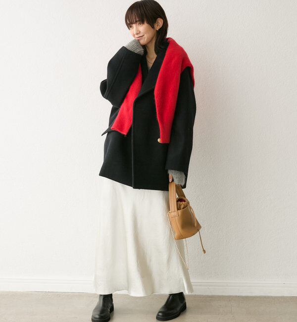  「【華やかな光沢感】ワッシャーサテンバイアススカート」|スカート|