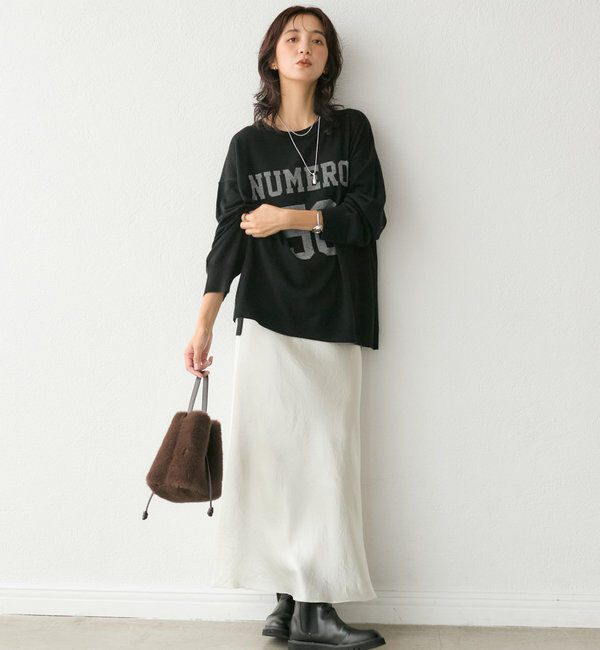  「【華やかな光沢感】ワッシャーサテンバイアススカート」|スカート|