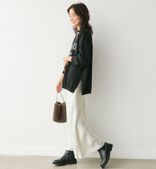  「【華やかな光沢感】ワッシャーサテンバイアススカート」|スカート|