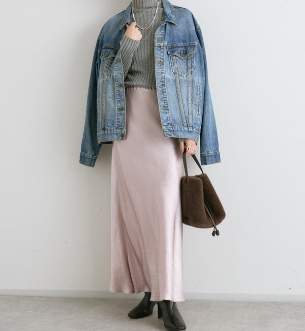  「【華やかな光沢感】ワッシャーサテンバイアススカート」|スカート|