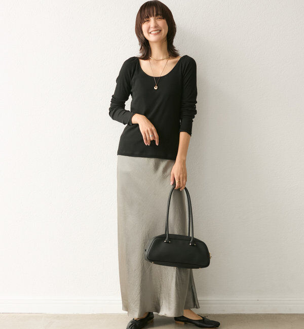  「【華やかな光沢感】ワッシャーサテンバイアススカート」|スカート|