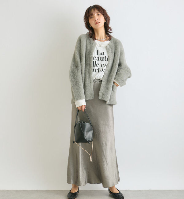  「【華やかな光沢感】ワッシャーサテンバイアススカート」|スカート|