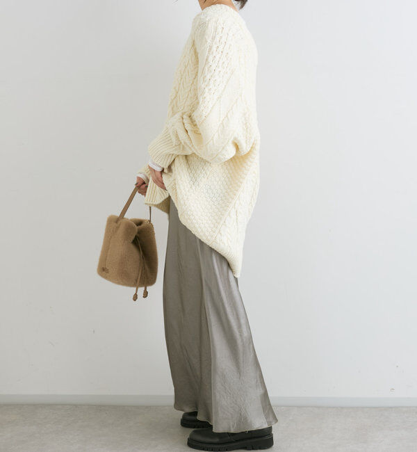  「【華やかな光沢感】ワッシャーサテンバイアススカート」|スカート|