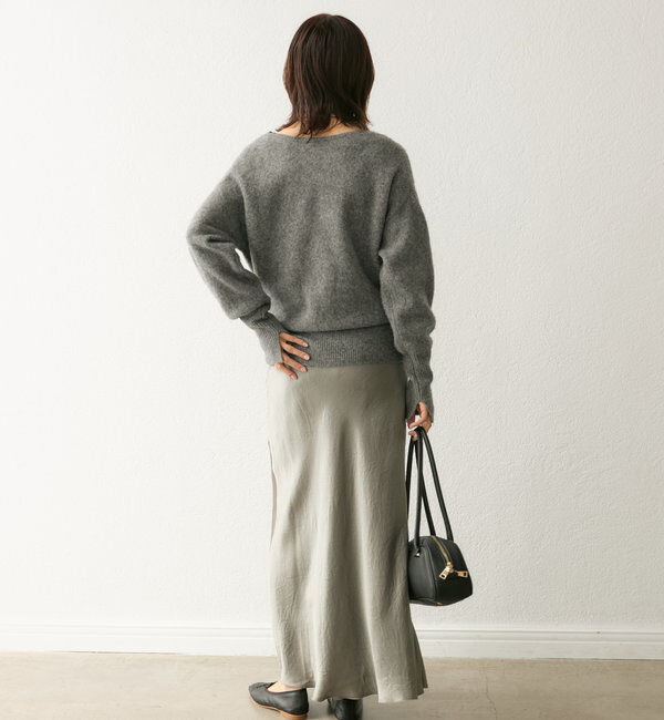  「【華やかな光沢感】ワッシャーサテンバイアススカート」|スカート|