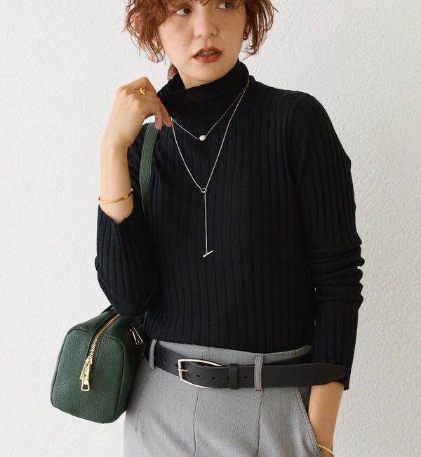  「【新色追加・リバイバル】シルクカシミヤリブニット」|ニット・セーター|ブラック