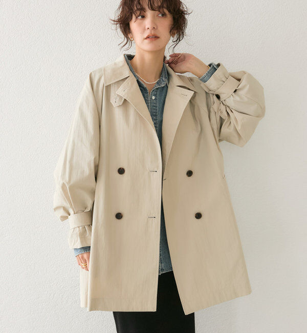  「【ラフに羽織れる】オーバーミドルトレンチコート」|トレンチコート|ライトベージュ