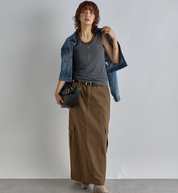  「【MONN.:.(モン)】カーゴマキシスカート」|スカート|