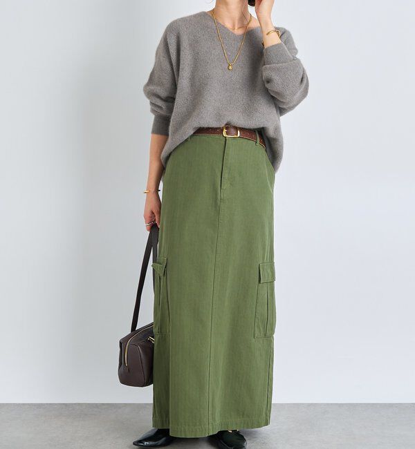  「【MONN.:.(モン)】カーゴマキシスカート」|スカート|