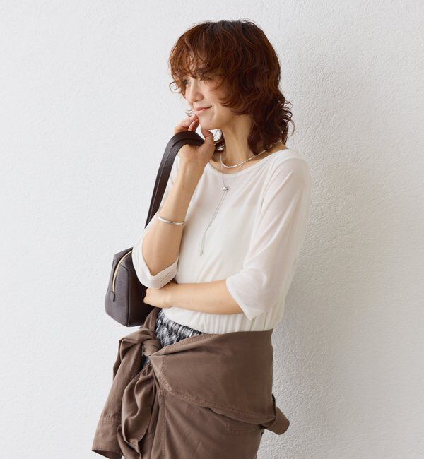  「【こなれ感抜群】シアーベロア5分袖Tee」|Tシャツ・カットソー|