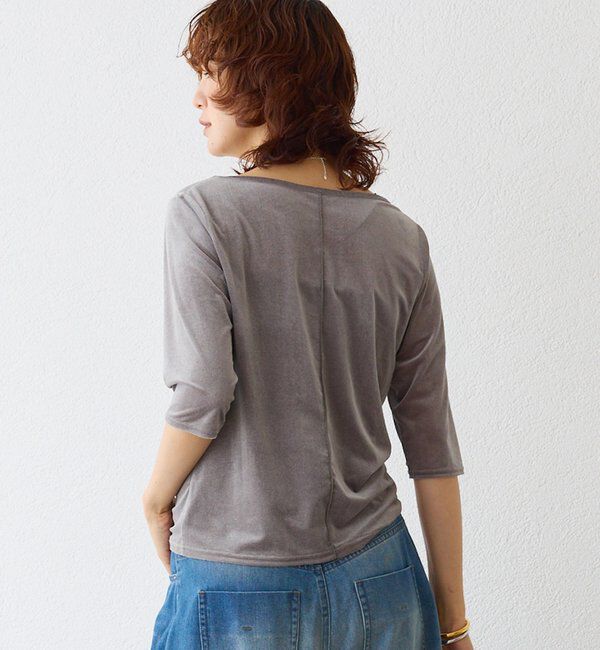  「【こなれ感抜群】シアーベロア5分袖Tee」|Tシャツ・カットソー|