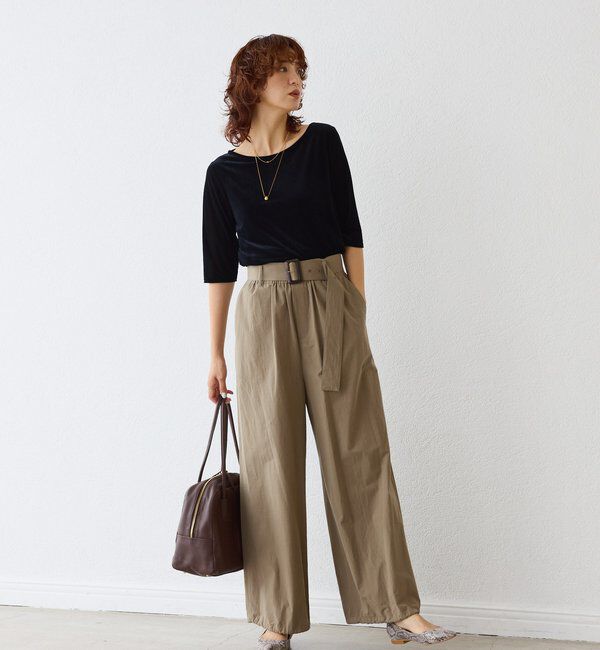  「【こなれ感抜群】シアーベロア5分袖Tee」|Tシャツ・カットソー|