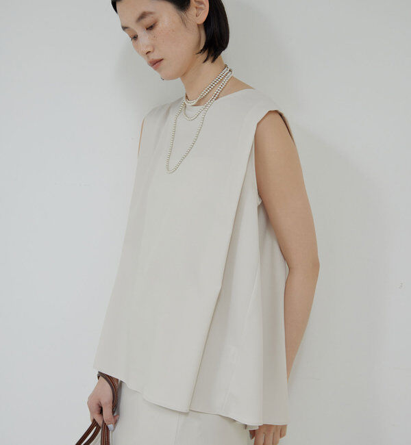  「【セットアップ対応】ジョーゼットバックスリットノースリーブ」|シャツ・ブラウス|ベージュ