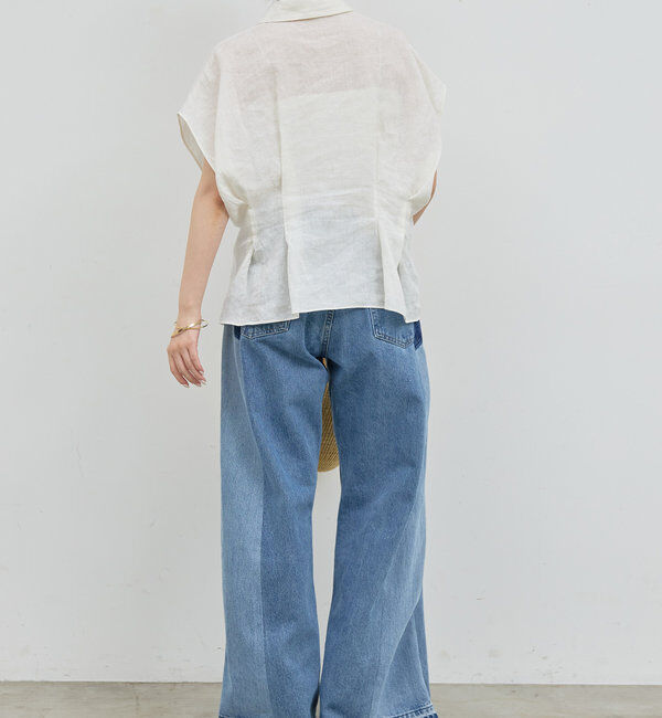  「【大人気ブラウスがリバイバル！】ハーフスリーブウエストシェイプシャツ」|シャツ・ブラウス|