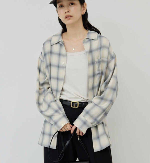  「オンブレチェックシャツ」|シャツ・ブラウス|ベージュ