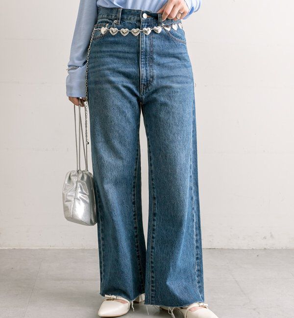  「【3サイズ展開】カットオフフレアデニム」|デニム|ブルー