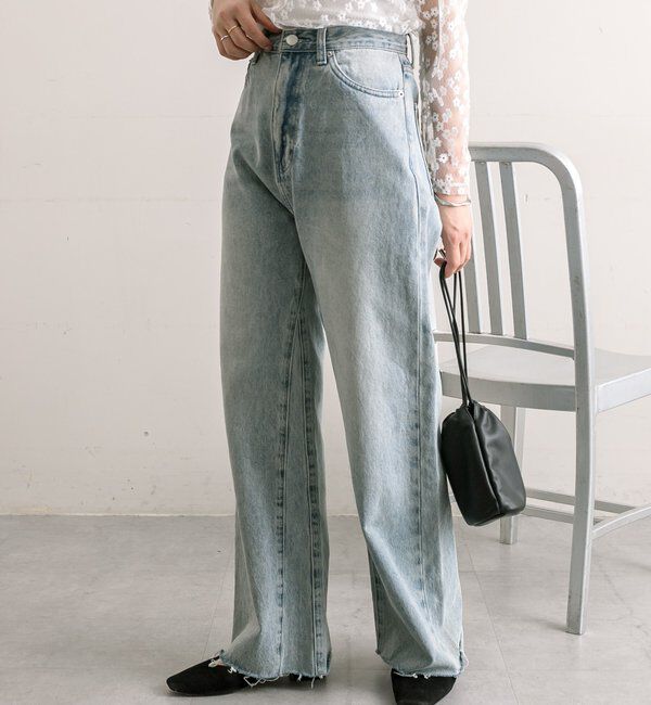  「【3サイズ展開】カットオフフレアデニム」|デニム|