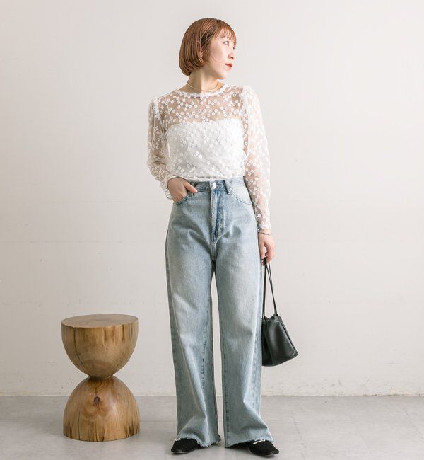  「【3サイズ展開】カットオフフレアデニム」|デニム|