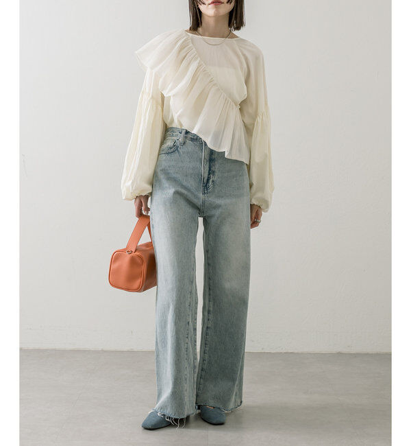  「【3サイズ展開】カットオフフレアデニム」|デニム|