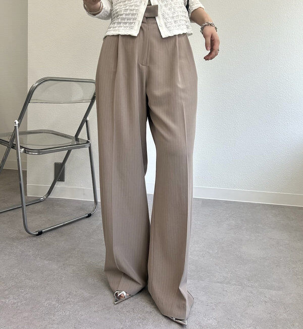  「ピンストライプタックワイドパンツ」|チノ|